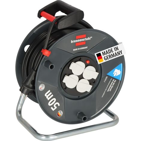 Brennenstuhl Garant V2 - Avvolgicavo (cavo da 50 m, in plastica speciale, con protezione contro il surriscaldamento, per uso interno, made in Germany (1/5)