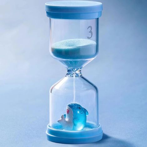 Sablier en plastique incassable de 3 minutes, sablier coloré pour enfants avec dauphin bleu macaron, minuteur de brossage des dents pour enfants, minuterie pour la vie quotidienne des enfants (1/5)