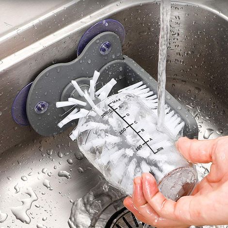 Type de ventouse murale, brosse de tasse, bouteille d'eau en verre, nettoyeur de tasse, outil de nettoyage pour usage (1/5)