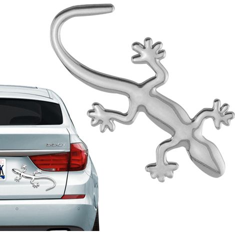 Gecko Autocollant de voiture en forme de gecko  Autocollant de logo en métal chromé , autocollant pour voiture, bloc de carrosserie, autocollant de rayure, protection solaire imperméable, extra