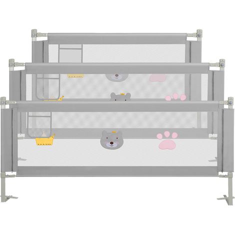Randaco 3X Barrière de Sécurité Enfant Lit, Barrière de Lit Enfant Bébé 180+200+200CM protection contre les chutes