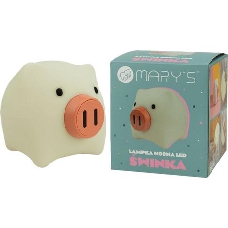Lámpara de noche LED infantil, cerdito blanco, MW20726