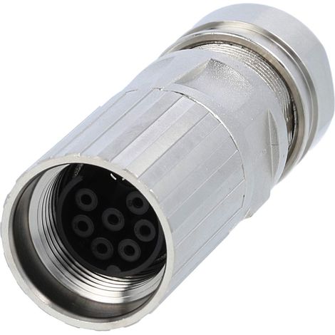 M17 Kabelsteckverbinder gerade Buchse Crimpanschluss, Polzahl 7+PE Kabelabgang gerade, Klemmbereich 8,0mm - 10,0mm - 1 Stück (1/3)
