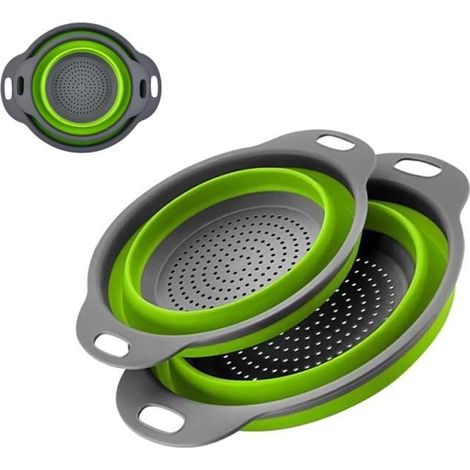 Passoires de Cuisine - yd - 2 Pièces - Pliable - Vert - Antidérapant (1/4)
