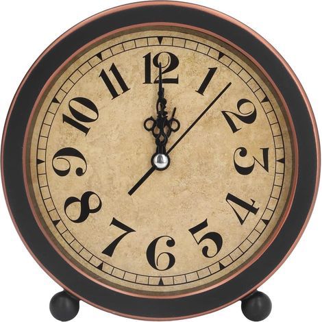 Réveil analogique rétro Vintage, réveil Rond, Petite Horloge de Bureau, Super silencieuse, sans tic-tac, Petite Horloge pour la décoration intérieure (1/5)
