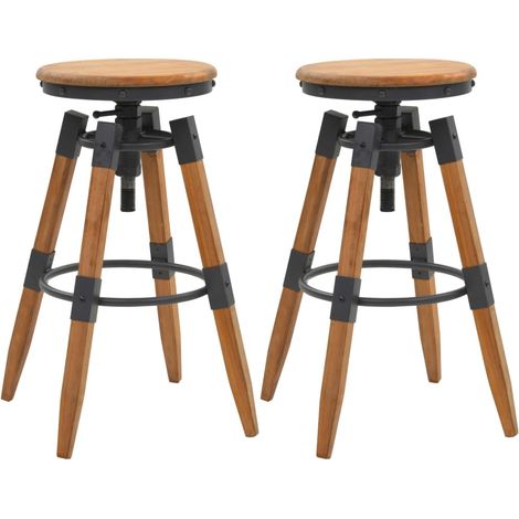 Set di 2 sgabelli bar seggioloni design industriale in legno di abete e acciaio DEC029640