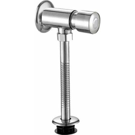YMYNY Robinet de chasse d'eau pour urinoir, robinet de chasse d'eau pour urinoir chromé, type à bouton fixé au mur, armoire exposée, temporisation manuelle, arrêt automatique pour toilettes de salle d