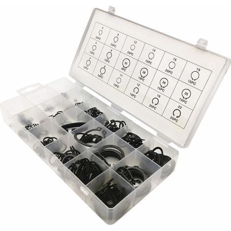 Boîte d'assortiment de circlips, 300 pièces, 18 tailles