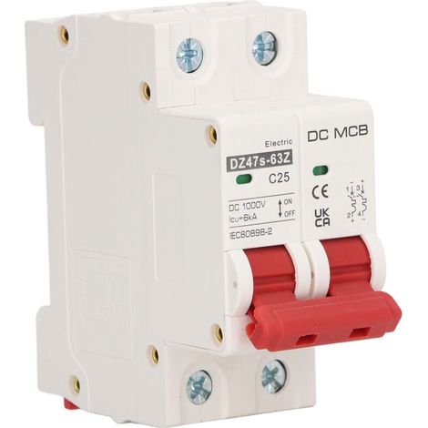 2P DC Disjoncteur avec Rail DIN, Disjoncteur Modulaire de Protection contre les Courts-circuits 1000V 25A pour Système D'alimentation Cc (1/5)