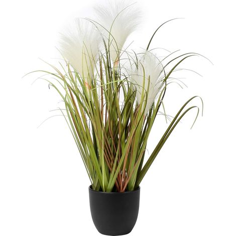 Herbe artificielle de la pampa - Plante décorative dans un pot en plastique, noir (1/5)