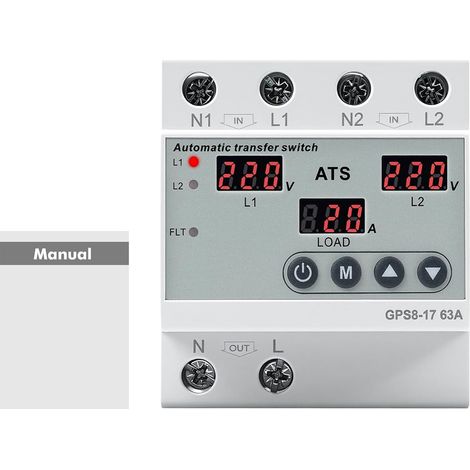 Commutateur de Transfert Automatique Inverseur de Source Monophasé 63A AC220V avec Affichage LED, protection contre les surtensions et les sous-tensions pour générateurs et systèmes photovoltaïques (1/5)