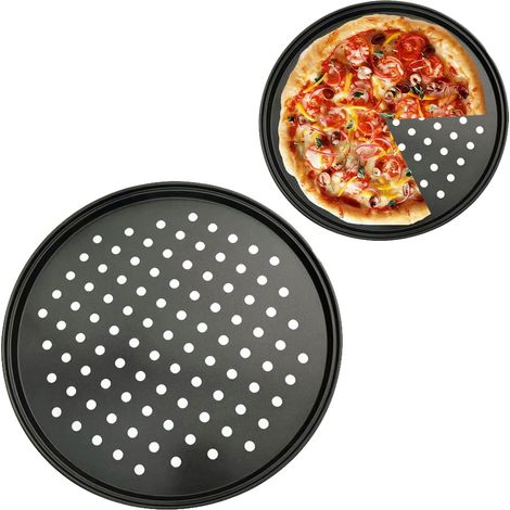 1 Plaque à pizza perforée en acier au carbone 26cm revêtement antiadhésif cuisson uniforme four et barbecue