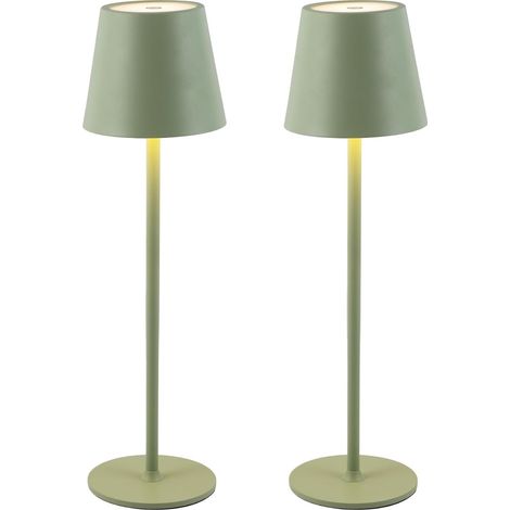 Lot de 2 Lampes de Table sans Fil - Métal Noir - Rechargeable USB-C - Tactile Variateur - Intérieur Extérieur - 36cm (1/5)