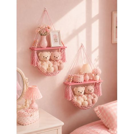 (M03566-2pc) Étagère murale bohème en macramé avec panier en filet, étagère flottante en bois pour la décoration de la maison, de la chambre au salon, et le rangement de la cuisine. Idée cadeau. (1/5)