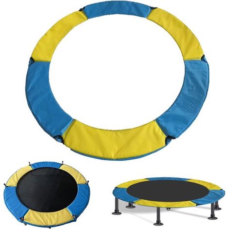 Trampolinabdeckung – Federschutzhülle – Sicher und zuverlässig – Wasserdichtes Oxford-Gewebe – 150 cm Durchmesser – Blau und Gelb (1/5)