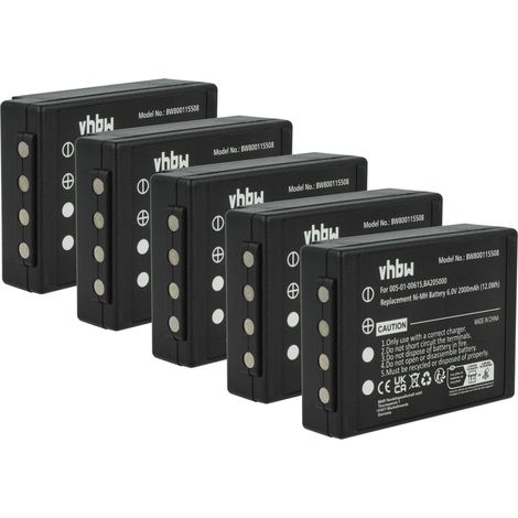vhbw 5x Akku Ersatz für HBC PM237745002 für Industrie-Funkfernsteuerung Fernbedienung (2000 mAh, 6 V, NiMH) - Schwarz