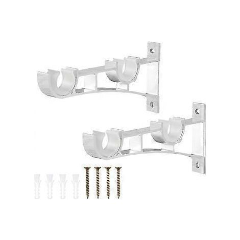 SZTXJ 2 supports de tringle à rideaux en alliage d'aluminium, support double pour tringle à rideaux (blanc) (1/5)
