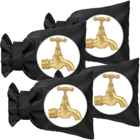 Housse de Robinet pour L'extérieur, 4pcs Couvercle Antigel pour Robinet, Housse de Robinet de Jardin Imperméable, pour la Protection Contre Le Gel en Hiver, 20cm x 15cm (Noir)