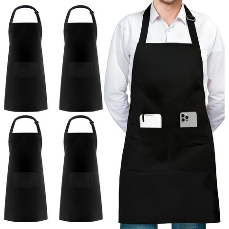 Tablier de Cuisine pour Hommes Femmes, Noir Tablier Cuisine avec Poches Réglable, Unisexe Tabliers pour Cuisine Barbecue Peinture Restaurant Café Coiffure Jardinage (1/5)