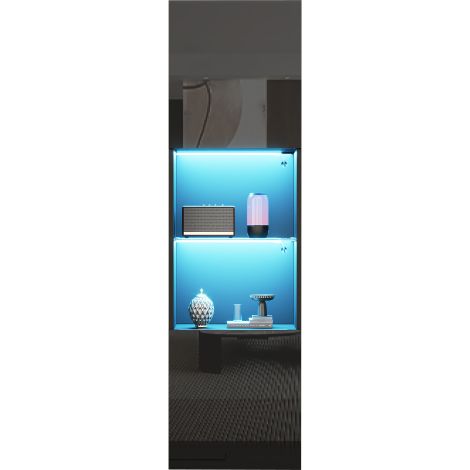 Vitrine noire brillante meuble 45x35x160 cm (1/5)