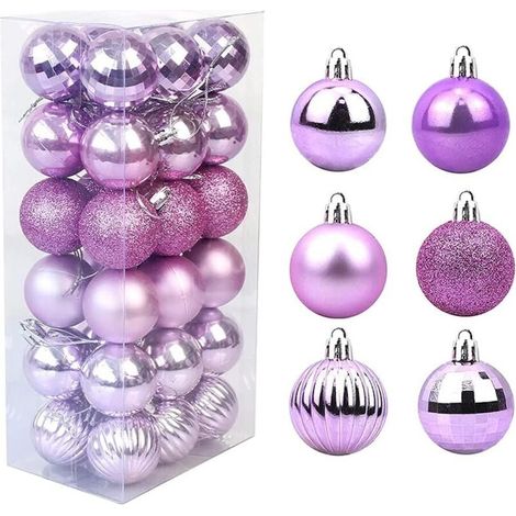60 mm / 2,36 Zoll große Weihnachtskugeln – Bruchsichere, hängende Weihnachtsdekoration aus Kunststoff – Hellviolette Weihnachtskugel (1/4)