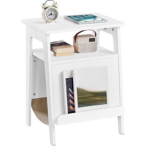 Homevive Mesita Auxiliar de Madera con Casa para Gatos Tablero Rascador Mueble de Almacenamiento para Salón Dormitorio Balcón Blanco (1/5)