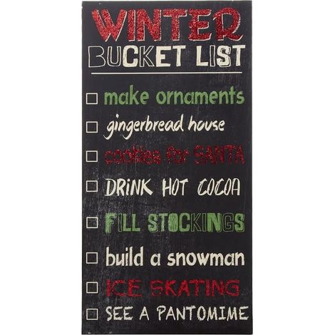 Wooden Christmas Bucket List Wall Decoration - 40 x 20cm