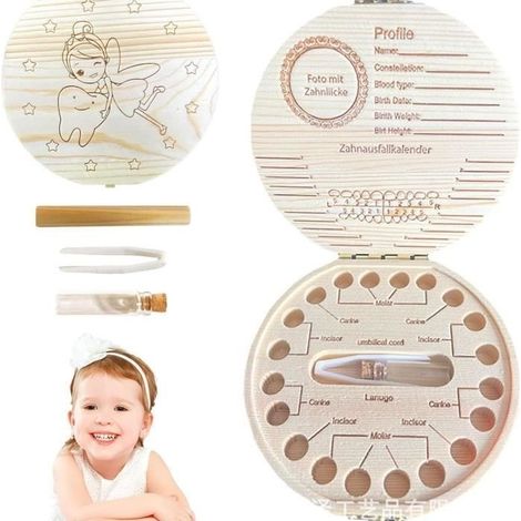 Boîte à Dents de Lait - Non spécifié - Personnalisée - Bois - Avec Clip - Souvenir Bébé (1/4)