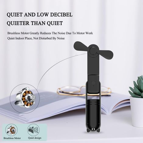 Ventilador de Mano Plegable USB 1200 mAh, Cuchillas de Silicona Seguras y Silenciosas con Función Powerbank – Ideal para Oficina y Viajes (1/5)