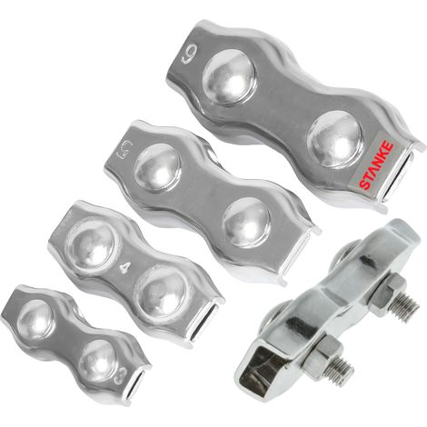 Seilwerk STANKE 10x Serre-Câble Plat de Selle Double Zingué Taille 8 Connecteur Galvanisé Duplex Pour Câble d’Acier 8 mm