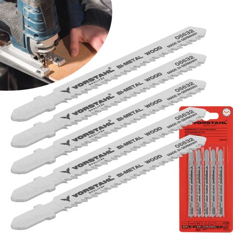 Lames de scie sauteuse pour bois bimétallique (T) 100 mm, lot de 5, en acier inoxydable. (1/5)