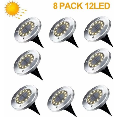 Lampe Solaire Exterieur Jardin 8 Pack 12 LED Projecteur Solaire En Plein Air Solaire Jardin lumière chaude IP65 (1/5)