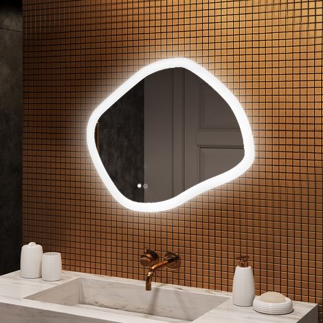 Specchio bagno LED Artforma, 84x74, Interruttore touch, Antiappannamento, LED Dual, Specchio a Rombo