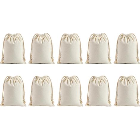 Sacs en Tissu avec Cordon de Serrage, 10 pcs Pochon Coton Sachet Tissu avec Cordon, miniature Sac Cadeau Avec Cordon de (1/5)