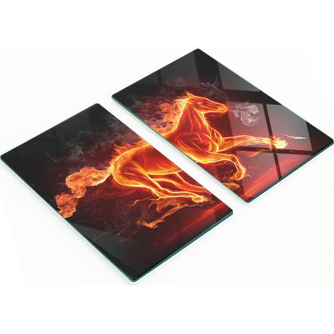 Tablas de vidrio decorativas multifuncionales para cocina con diseño de caballo en llamas, 2x30x52 cm. (1/5)