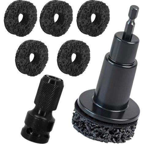 Ponceuse de moyeu de roue avec 6 têtes de meulage, brosse de nettoyage de moyeu de roue, kit de nettoyage de moyeu de roue, retrait rapide de la rouille, pour perceuses et clés à chocs 1/2 (1/5)