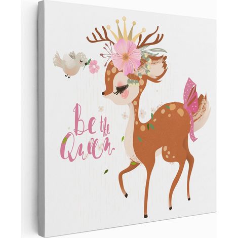 Tableau toile Enfants Carré - Faon Be The Queen - 80x80 cm (1/2)