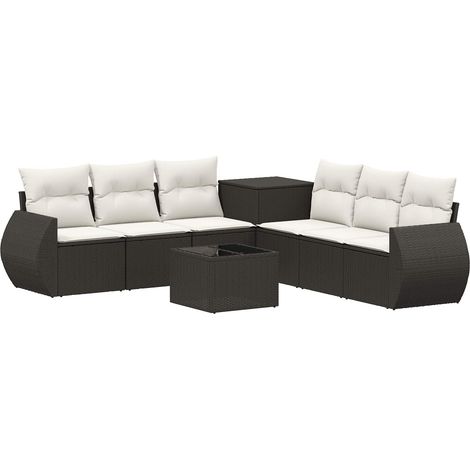 Juego de Sofá 8 uds. Negro y Blanco Crema vidaXL (1/5)