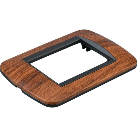 Placca Plastica Ovale MBL 3 Moduli/Posti Compatibile Bticino Living 17 Colori Disponibili (Radica)