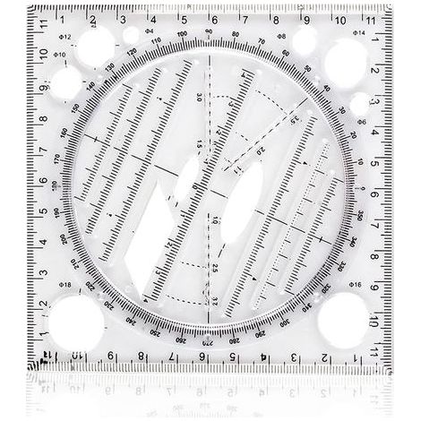 Lntyq 2 pcs Règle Règle De Dessin Spéciale Pour La Papeterie Dessin Polyvalent Rond Ligne Parallèle Plate Règle En Plastique Transparente Bureau Regles 12 Cm/4,72 Pouces