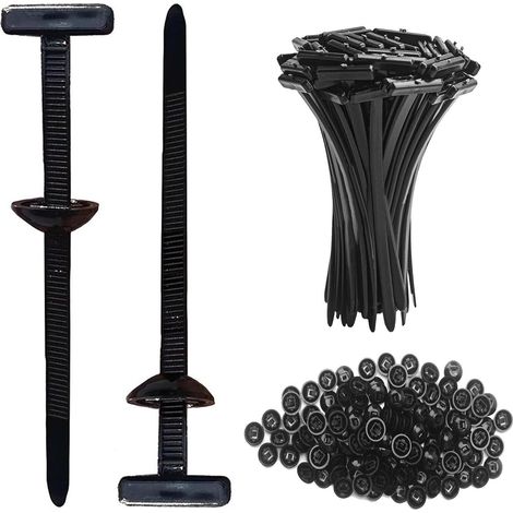 200 Pièces Attache Cable, Serre Cable Type Universel, Avec Pince de Fixation Résistant Aux Uv Convient pour l'Entretien Quotidien des Véhicules, Bâtiments, Machines, Ménages et Jardins(Noir) (1/5)