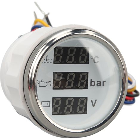 Jauge de température d'eau, manomètre d'huile et voltmètre 52mm, compteur numérique 3-en-1 pour camping-car, yacht, bateau de pêche, navire, DC 9-32V (1/5)