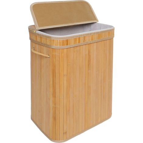 Bamboo Laundry Bin with Lid, Large, 72L Capacity (1/5)