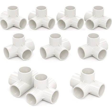 10 Pcs 25MM (3/4") Connecteur en T cubique à 4 voies PVC-U Raccord coudé Raccordement Connecteur tuyau d\'eau de jardin Raccordement (1/4)
