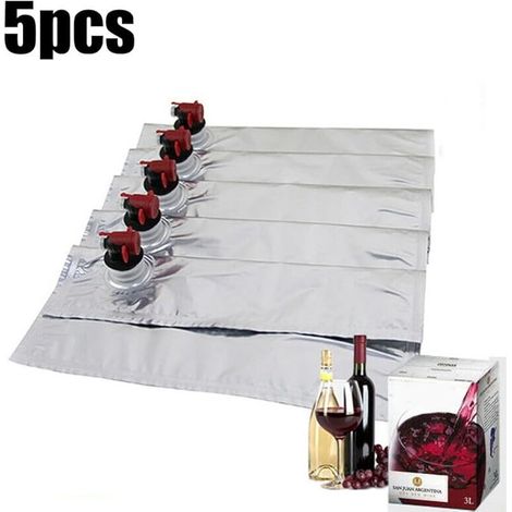 Convient pour les conteneurs de boissons/distributeurs de vin rouge, sacs en boîtes de 5 L, 5 pièces, légers et moins de déchets (1/5)