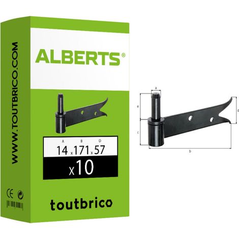 10 gonds queue de carpe Ø14 x 171 x 57mm -