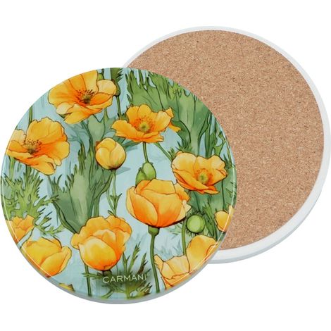 Carmani, runder Keramikuntersetzer – Blumen (1/3)