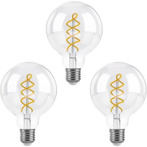 Dimmable Ampoules LED E27, G80 Vintage LED à Filament Spirale Ampoule Décorative, 6W(équivalent 40W), Blanc Chaud 2700K, 550LM, Verre transparent, Lot de 3 (1/5)