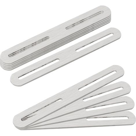 Set mit 10 flachen Edelstahlverbindern – 154 mm – verstellbar – mit Langloch – zur Reparatur von Holzmöbeln – Silber (1/5)