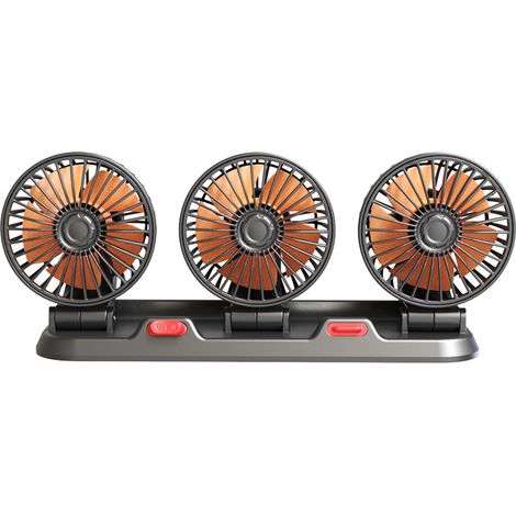 Ventilatore portatile a 3 teste per auto, silenzioso ed elettrico, rotazione a 360°, 2 velocità, visualizzazione del numero di telefono, per auto, camion, SUV, camper, barca. (1/5)